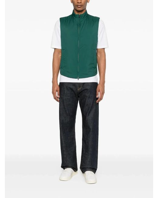 Herno Green Zip Sleeveless Polyamide Gilet for men