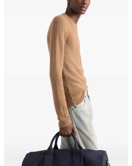Prada Brown Cashmere Crew-Neck Sweater for men