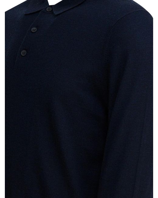 Vince Blue Merino Wool Polo Shirt for men