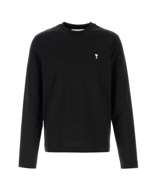 AMI Black Ami Cotton T-Shirt for men