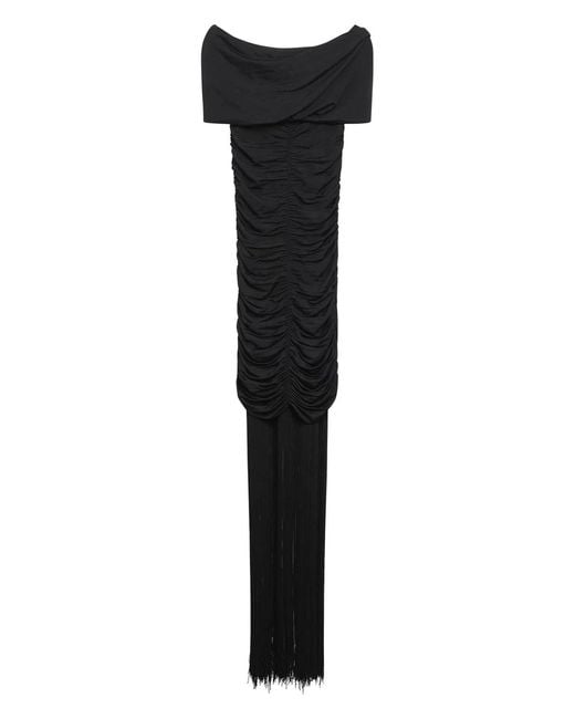 Khaite Black Draped Midi Dress