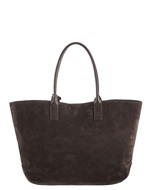 Hogan Black Suede Shopping Bag With Embossed Logo