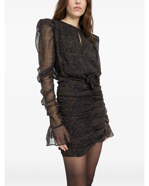 ROTATE BIRGER CHRISTENSEN Black Rotate Animal Print Mini Dress