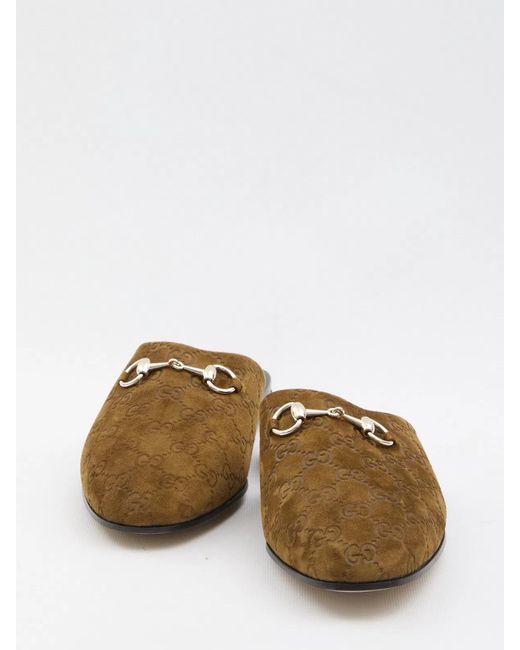 Gucci Brown Suede Slippers for men
