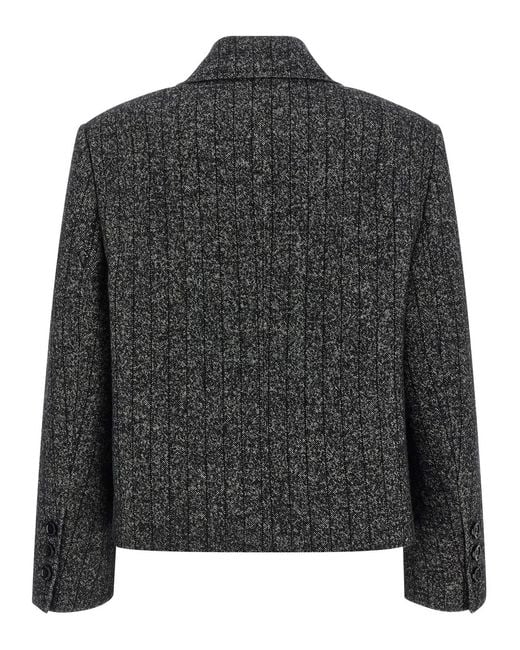 Dolce & Gabbana Black Dolce & Gabbana Striped Wool Blazer