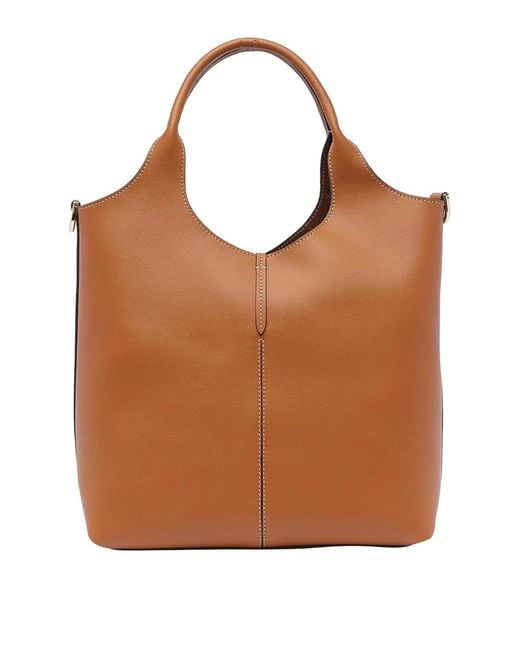 Tod's Brown Calfskin Shoulder Bag