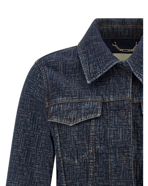 Fendi Blue Ff Denim Bolero Jacket