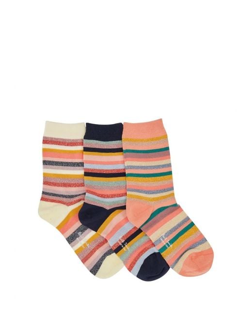 Paul Smith White 3-Pack Socks "Signature Stripe"