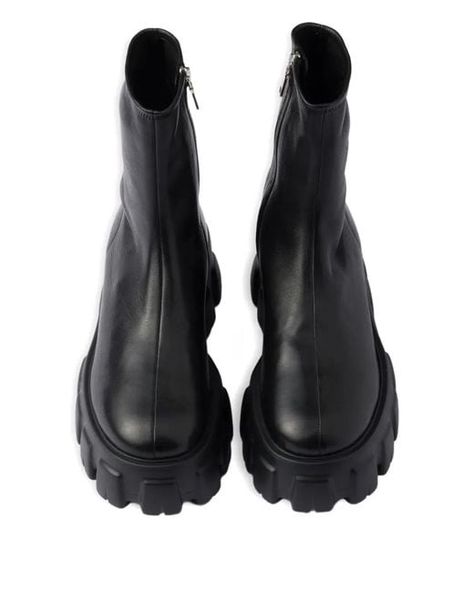 Prada Black Nappa Leather Monolith Ankle Boots