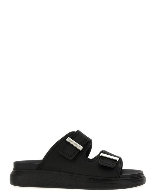 McQueen Black 'Rubber' Sandals