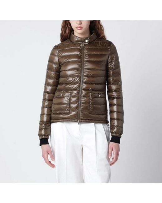 Herno Brown Military Ultralight Nylon Bomber Jacket