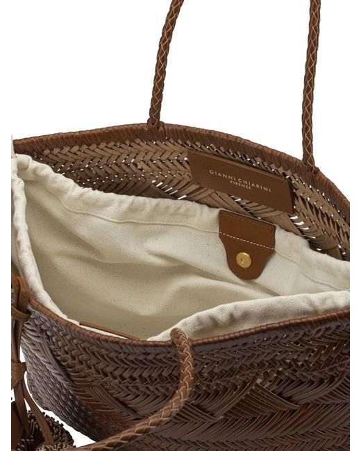 Gianni Chiarini Brown Cow Leather Shoulder Bags