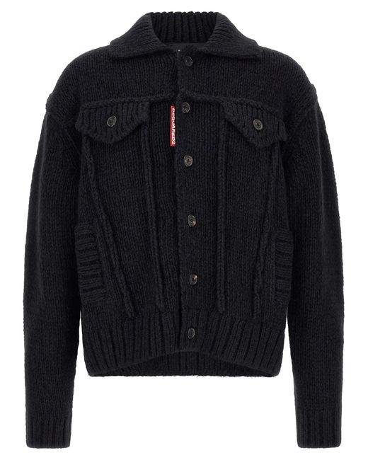 DSquared² Blue Logo Patch Cardigan for men