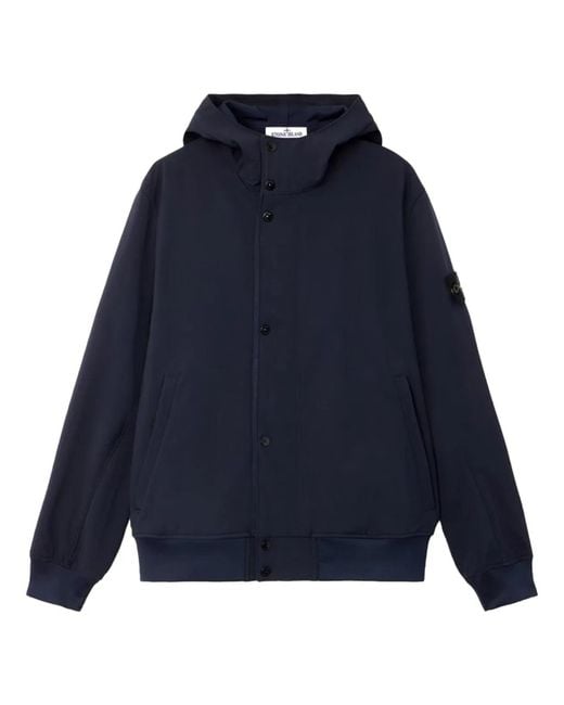 Stone Island Blue Hooded Parka for men