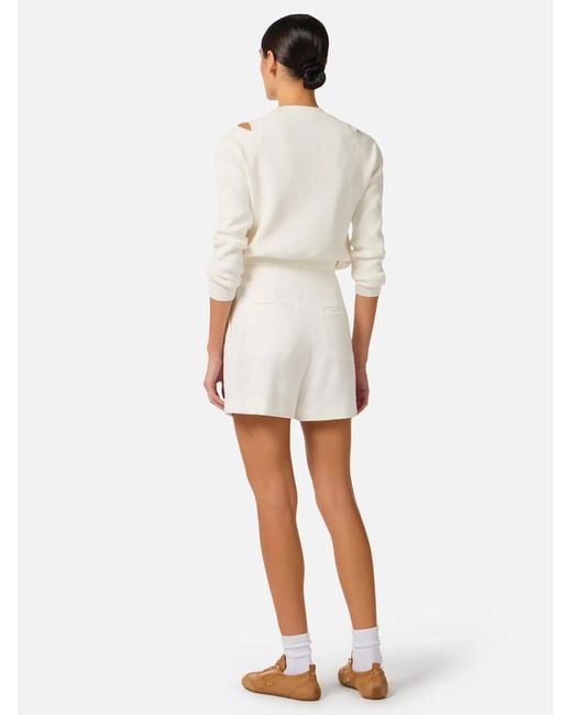 Elisabetta Franchi White Cut-Out Knit Sweater