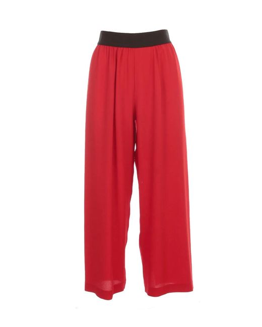 Maria Calderara Red Pants Wide Leg Crepe