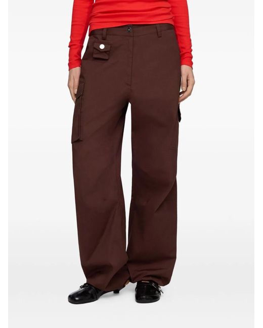 Ganni Purple Organic Cotton Cargo Trousers