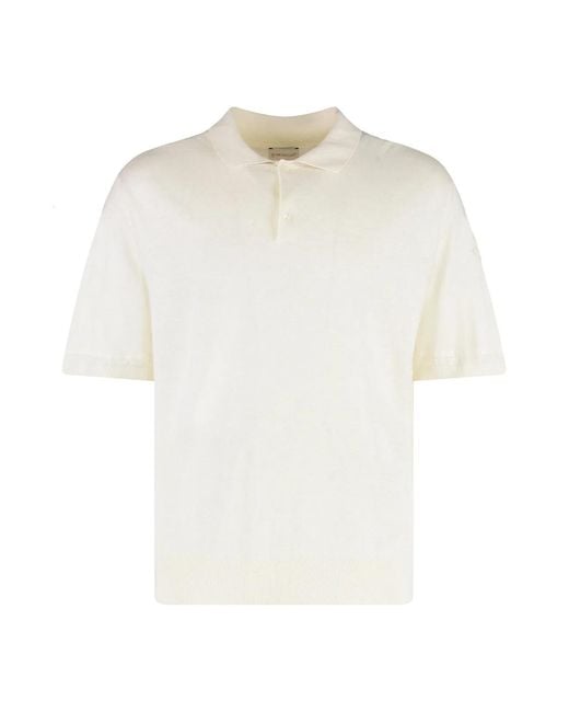 Moncler White Short Sleeve Polo Shirt for men
