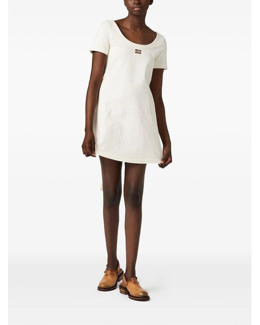 Miu Miu White Cotton Mini Dress