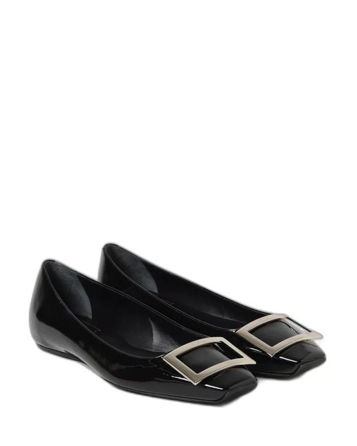 Roger Vivier Black Quadrata Trompette Ballerinas