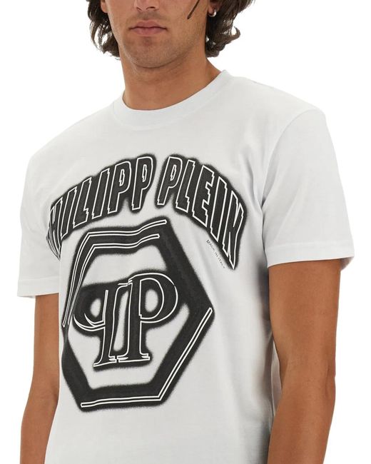 Philipp Plein Gray Logo Print T-Shirt for men
