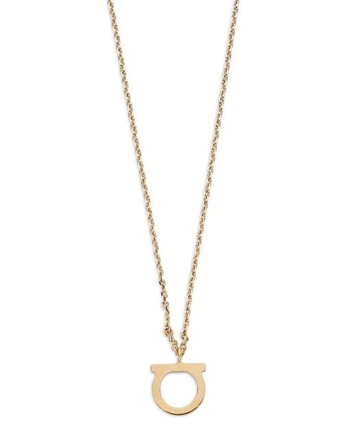 Ferragamo White Tone Gancini Statement Pendant Bijoux