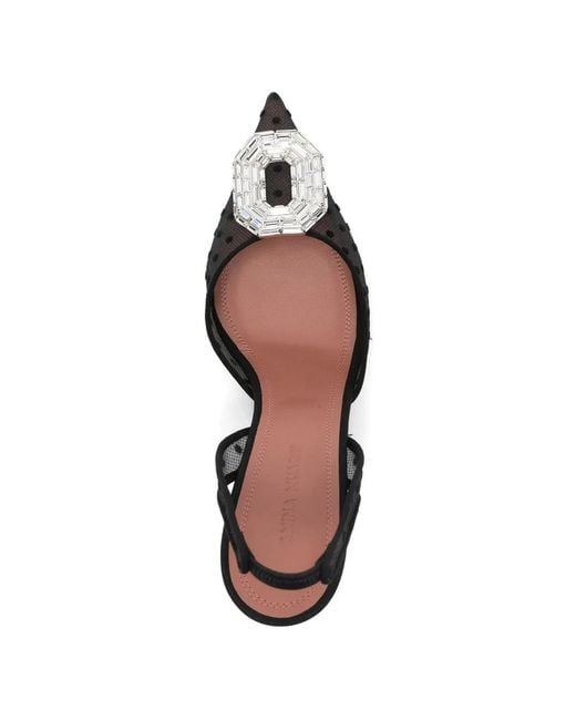AMINA MUADDI White Camelia Sling 90 Polka-Dot Lace