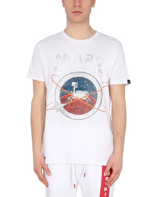 Alpha Industries White "Mission To Mars" T-Shirt for men