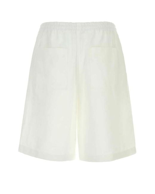 Gucci White Linen Bermuda Shorts for men