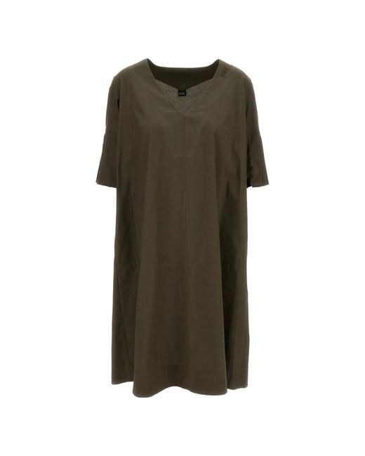 Fay Green Viscose V-Neck Pleated Dresses