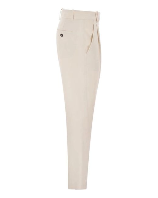 Brunello Cucinelli Natural Stretch Viscose-Wool Twill Equestrian Trousers With Jewellery