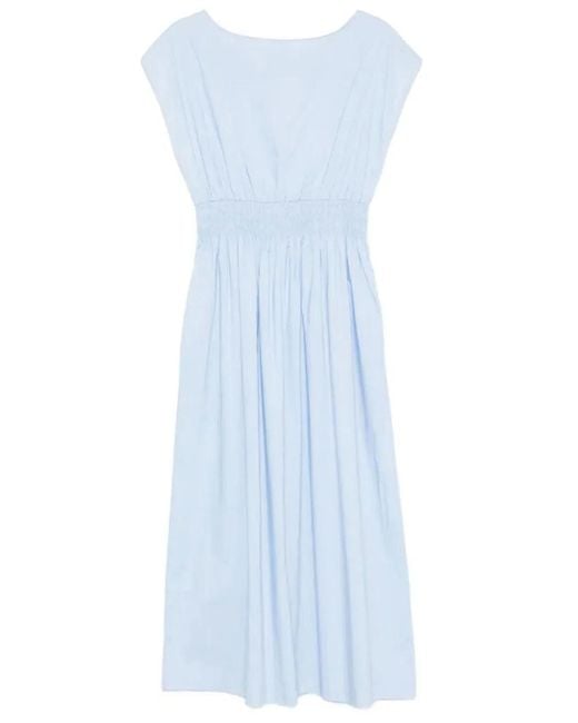 Roberto Collina Blue Elasticated Waist Cotton Midi Dress