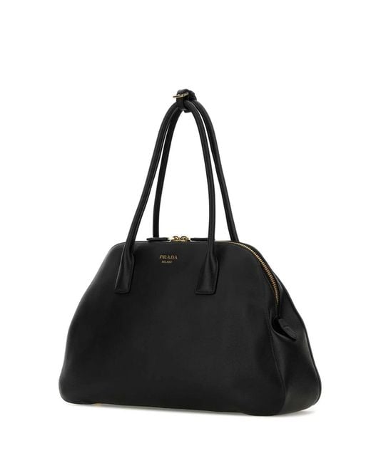 Prada Black Leather Medium Shopping Bag