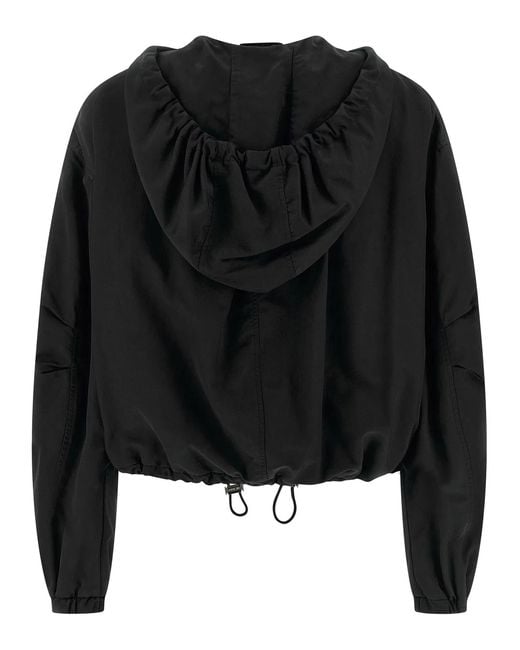 The Attico Black Hooded Bomber Jacket