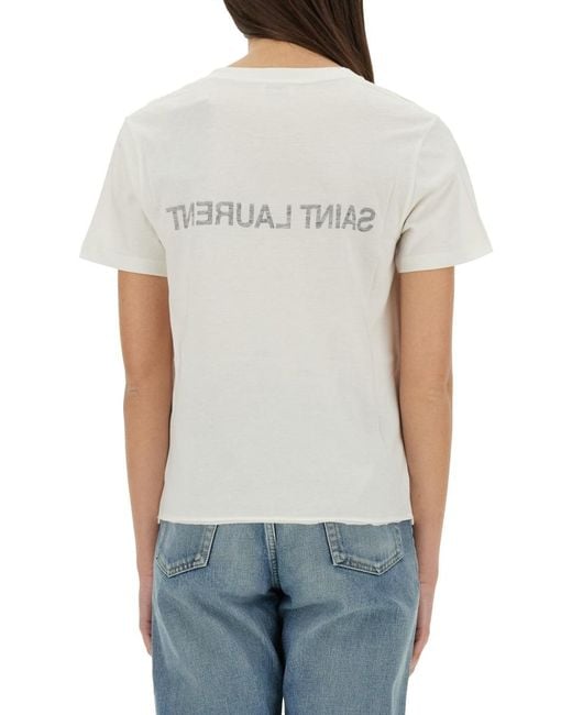 Saint Laurent White T-Shirts And Polos