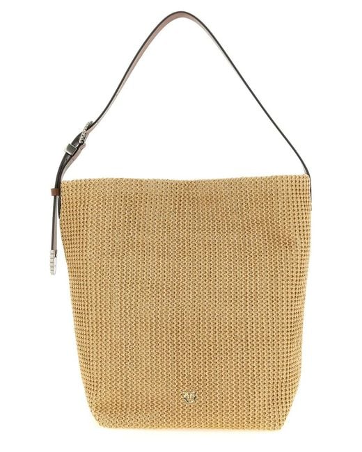 Pinko White Raffia Bucket