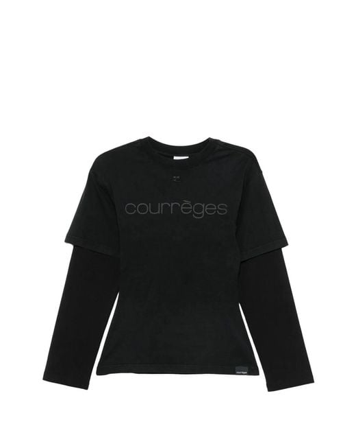 Courreges Black Courregès Layered Cotton T-Shirt