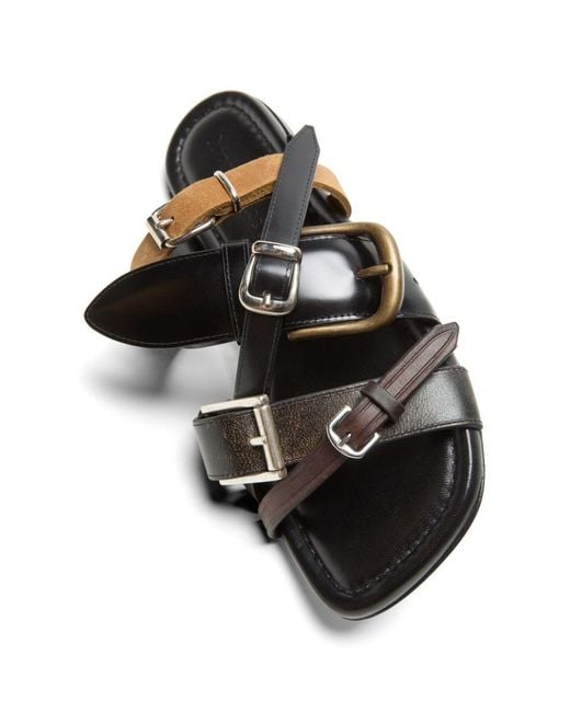 Acne Black Leather Flat Sandals