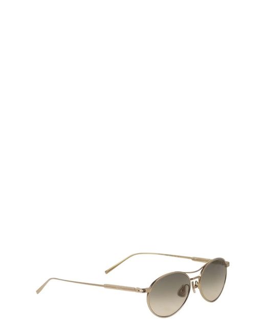 Brunello Cucinelli Metallic Titanium Aviator Sunglasses With Crystal Lenses