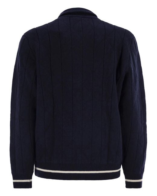 Kiton Blue Cashmere Bomber Jacket for men