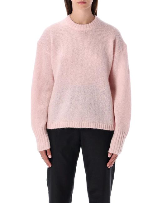 By Malene Birger Pink Brie Wool And Mohair Crewneck Sweater