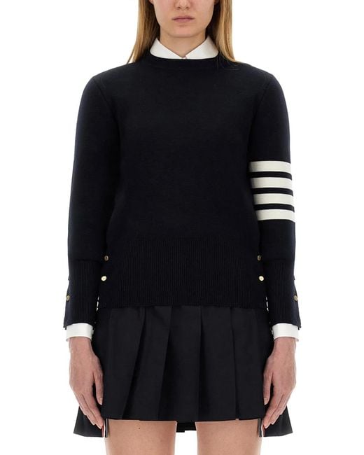 Thom Browne Black Maglia Punto Milano Con 4 Bar