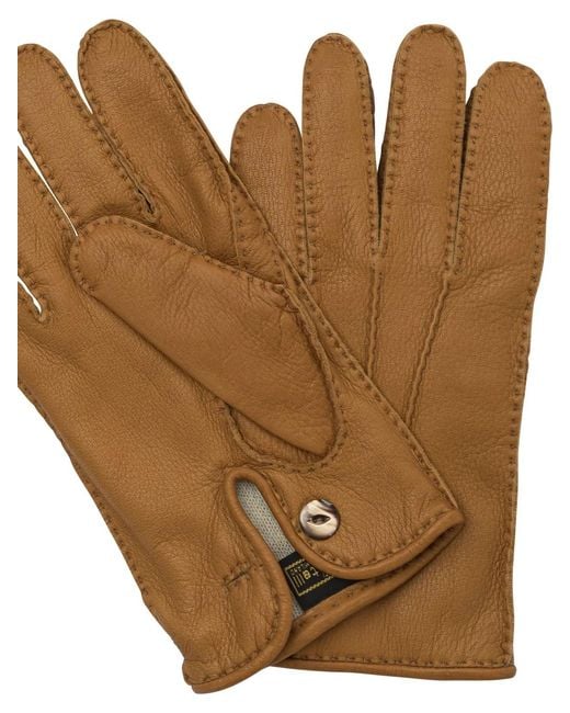 Restelli Brown Leather Gloves "49/F" for men