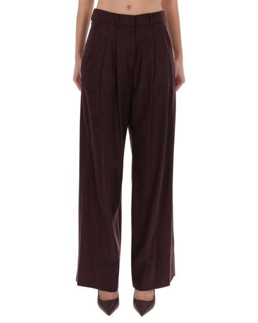 PT Torino Red Bordeaux Virgin Wool Trousers