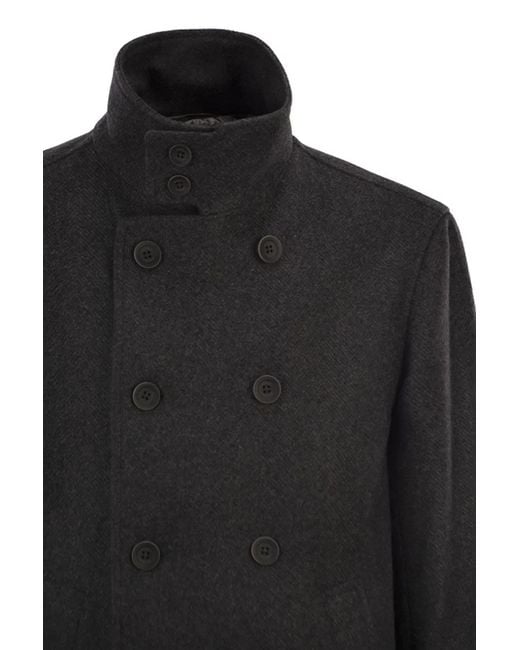 Herno Black Double-Breasted Coat for men