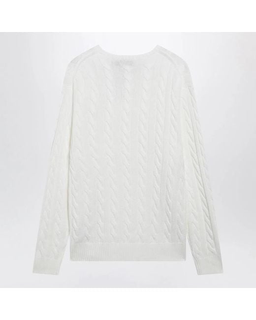 Polo Ralph Lauren White Cable-Knit Cotton Sweater for men