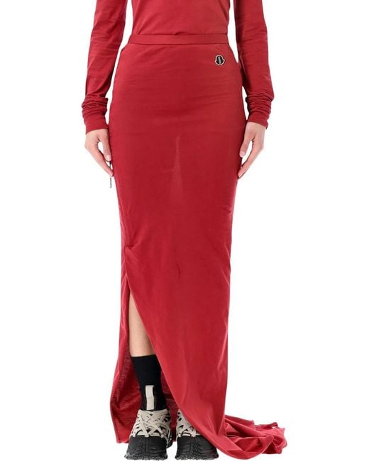 Moncler Red Cotton Knitted Adjustable Skirt