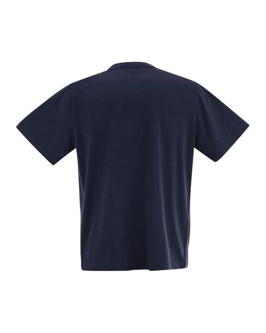 Autry X Maison Kitsune Blue T-Shirt With Logo