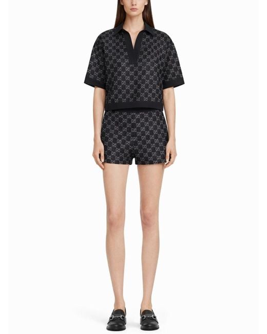 Gucci Black Gg Top With Crystals