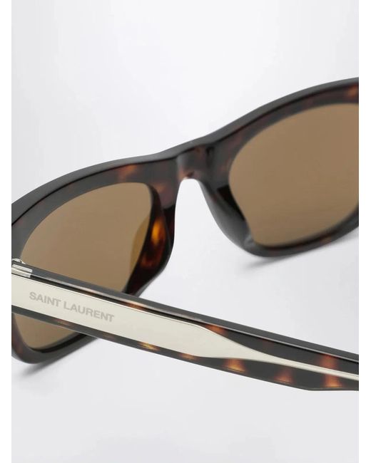 Saint Laurent Brown Havana Rectangular Sunglasses